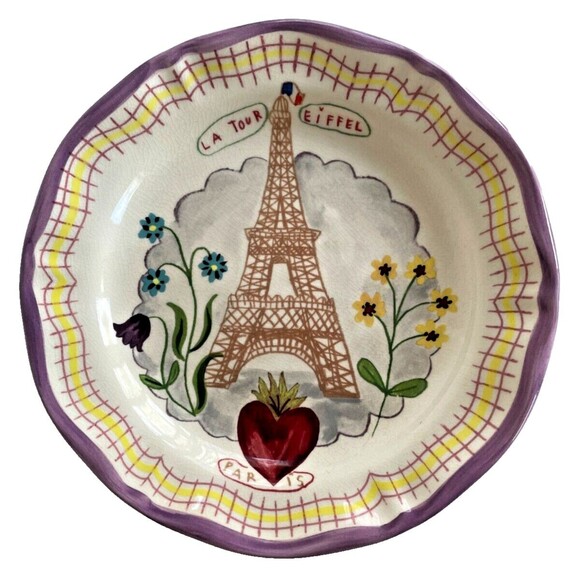 New Nathalie Lete Francophile Collection Anthropology Eiffel Tower Dinner Plate - Picture 1 of 9
